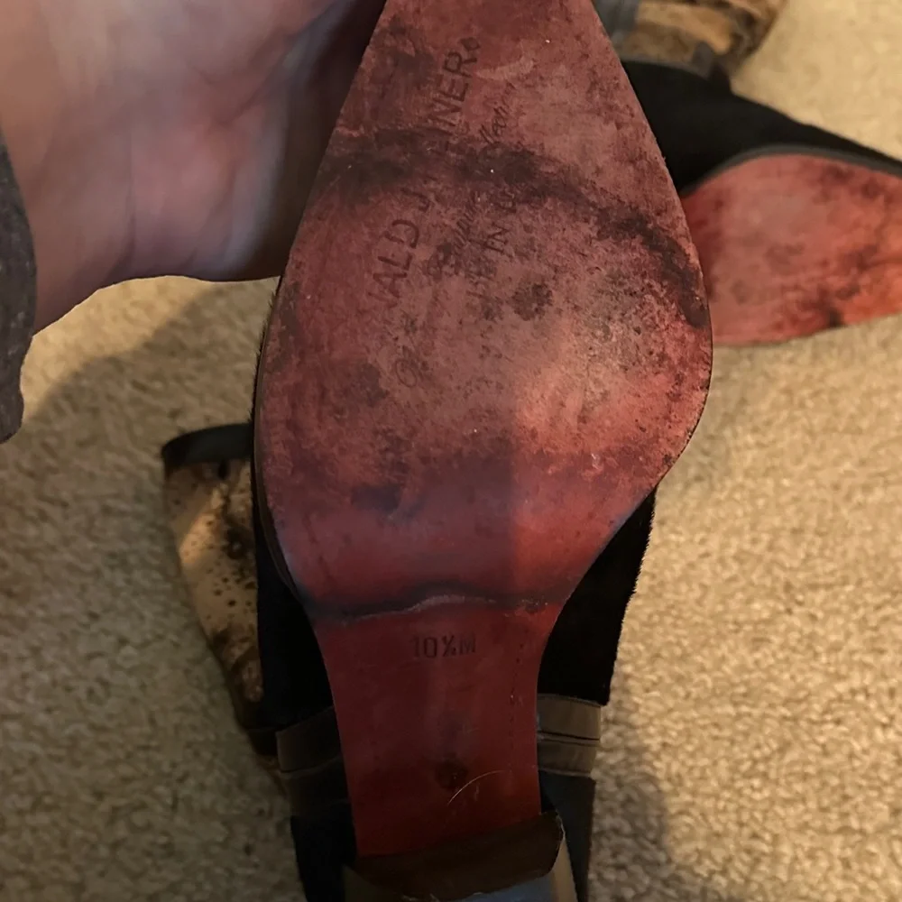 Donald J. Pliner  fur black and Brown Heeled Boots 10.5 - Picture 7 of 7